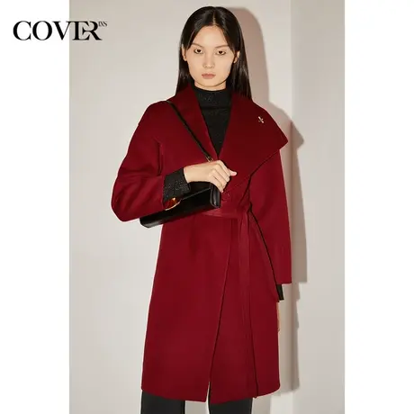 COVER冬季大翻领纯羊毛毛呢外套商品大图