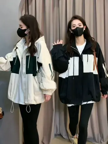 欧货休闲冲锋衣外套女2023年春秋新款时尚百搭户外运动棒球服上衣商品大图