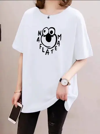 2023夏季中长款设计感小众短袖T恤女网红ins超火宽松大码上衣韩版商品大图