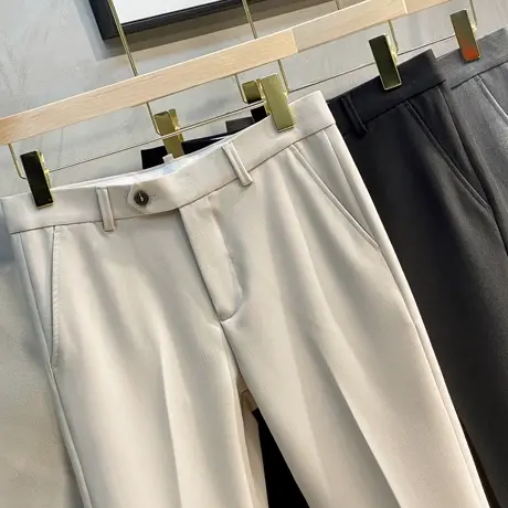 男裤子高级感休闲裤男直筒商务修身长裤男士西裤九分裤春秋冬新款图片