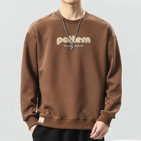 男生春季潮牌印花长袖上衣春秋款情侣装圆领卫衣2024新款春天男装商品大图