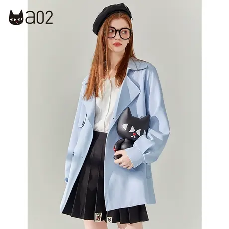 【漫步】a02通勤风外套女2023秋季新品宽松复古风衣百搭休闲上衣图片