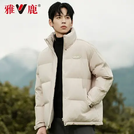 雅鹿男士羽绒服男短款2024年冬季新款时尚加厚保暖立领面包服外套商品大图
