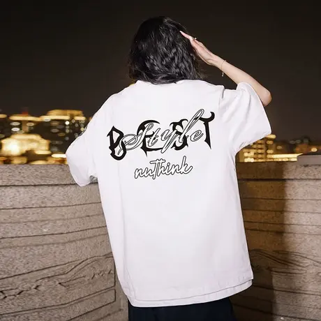 Nuthink欧美潮流小众设计短袖男潮牌潮流T恤夏季宽松大码半袖上衣商品大图