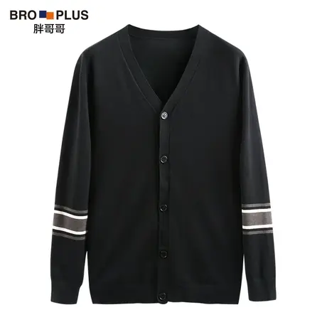 胖哥哥大码V领毛衣外套男针织开衫男士外穿冬季款商务休闲毛线衣商品大图