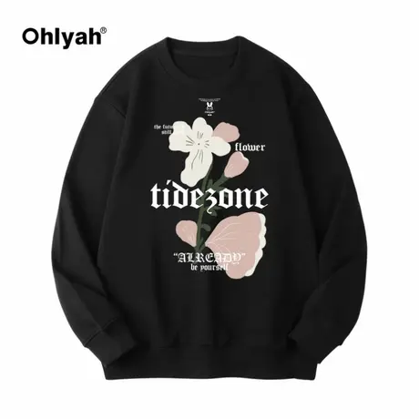 Ohlyah美式复古无帽大码卫衣男士春秋季oversize潮牌小众长袖外套商品大图