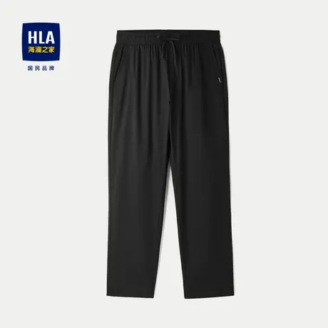 HLA/海澜之家含亚麻休闲裤24春夏新款撞色刺绣中腰弹力系带裤子男图片