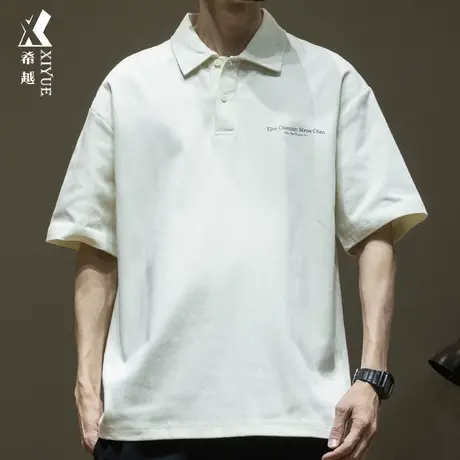 希越3D斜纹双面棉POLO衫男2024春夏新款宽松大码休闲男士短袖衬衫商品大图