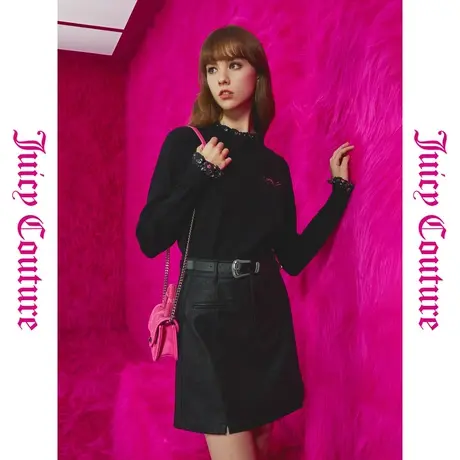 Juicy Couture橘滋初秋冬款甜美减龄绣假两件碎花荷叶毛衣商品大图