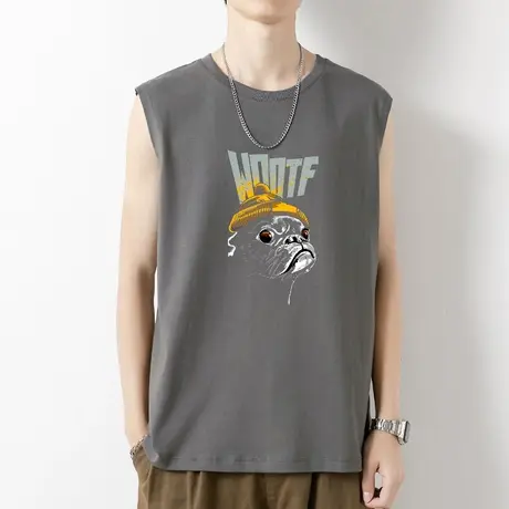 纯棉背心男潮夏季薄款跨栏健身坎肩运动篮球宽肩无袖t恤宽松外穿商品大图