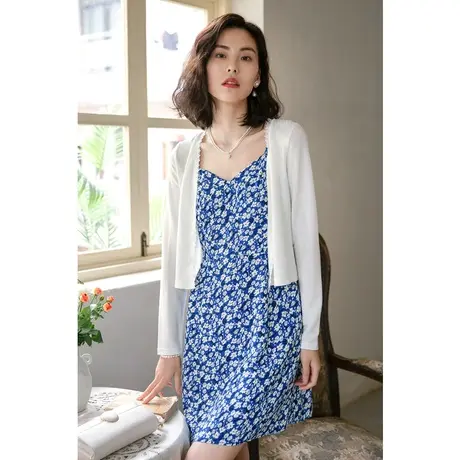 弥古白色冰丝小开衫短款针织防晒衫外套薄款女夏季吊带裙外搭罩衫商品大图