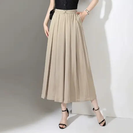 百褶裙裤七八分裤子女夏薄款2023新款大码宽松阔腿裤大脚休闲裤裙商品大图