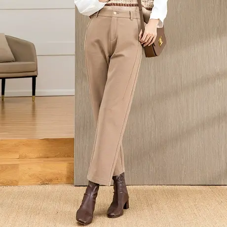 毛呢裤子女秋冬2023新款冬季加厚西装裤休闲九分直筒裤高腰烟管裤商品大图