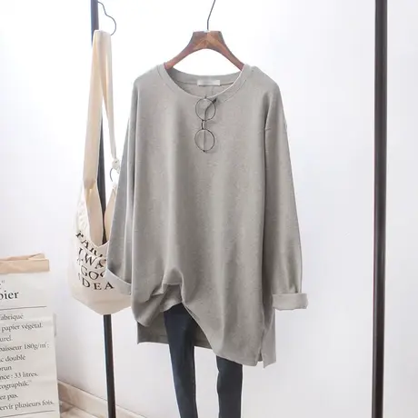 长袖t恤女秋冬2020新款韩版ins潮简约纯色宽松百搭打底衫外穿上衣商品大图