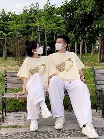 情侣装仿棉质感短袖t恤女夏季宽松复古港味chic男友风高级感上衣商品大图