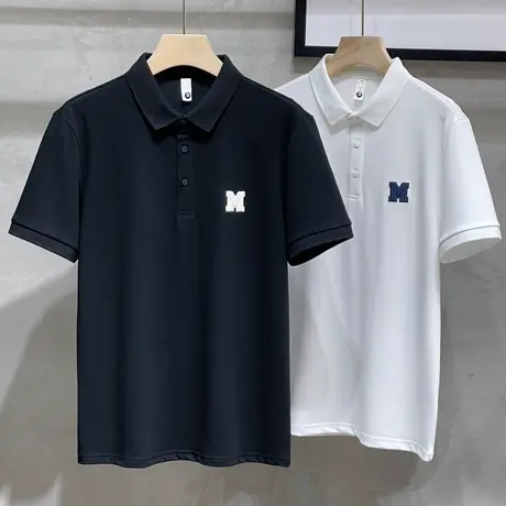 夏季潮牌polo衫男短袖丝光棉商务休闲翻领t恤韩版潮流宽松男上衣商品大图