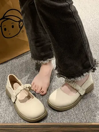 玛丽珍女鞋2023新款春秋季仙女风配裙子温柔单鞋英伦风两穿小皮鞋图片