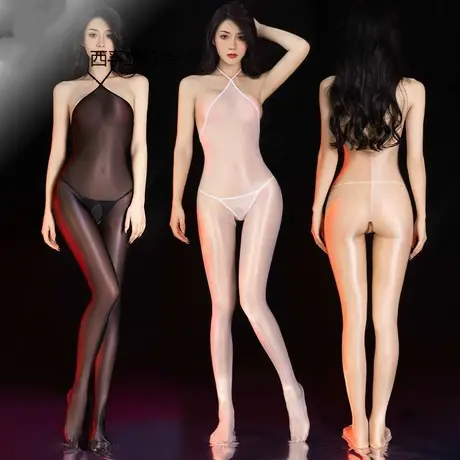 新款透视性感露背开档挂脖绑带连体衣挑逗情趣女图片