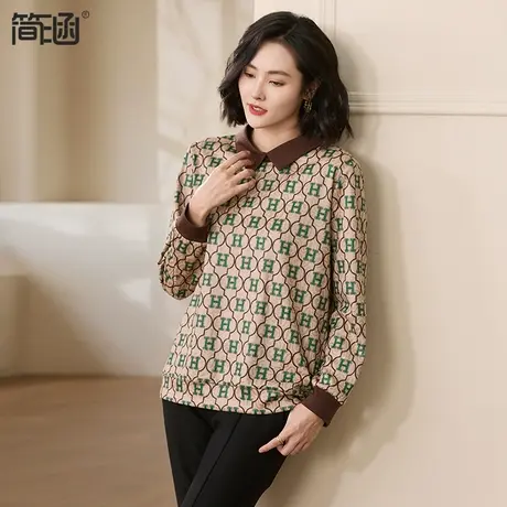 大码女装高端轻奢大气卫衣简涵秋装贵夫人中年妈妈加肥加大女上衣图片
