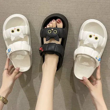 凉拖鞋女厚底夏季外穿2025年新款可爱猫咪踩屎感防滑两穿沙滩凉鞋商品大图