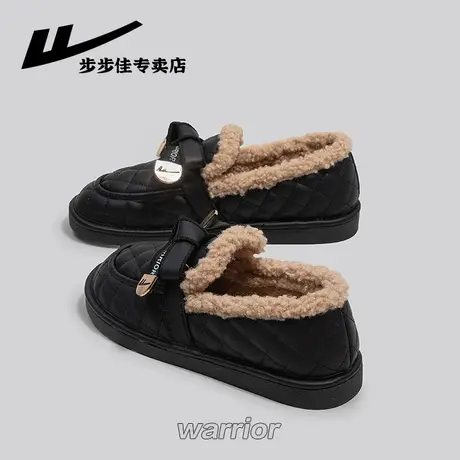 回力女鞋外穿毛毛鞋秋季2022新款秋冬加绒豆豆鞋子女百搭保暖棉鞋图片