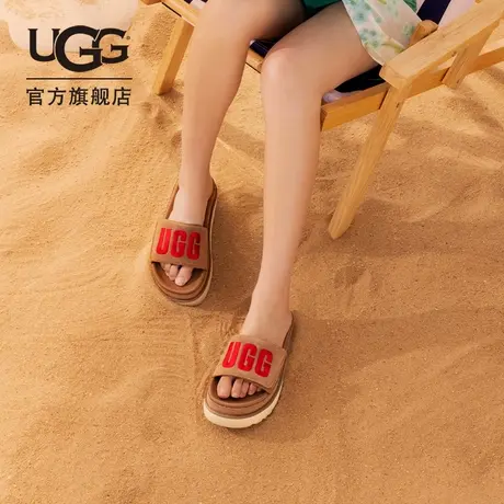 UGG夏季女士舒适休闲厚底简约字母时尚沙滩凉鞋凉拖鞋 1110110图片