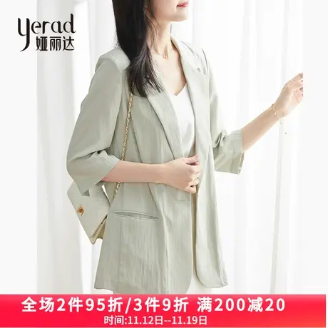 娅丽达休闲短袖西装外套女七分袖2023夏季新款高级感小西服上衣商品大图