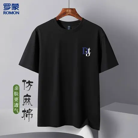 罗蒙夏新品短袖男士t恤冰爽棉短袖t恤男短袖男潮流小印花t恤男图片
