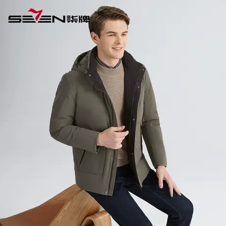 【90白鸭绒】柒牌羽绒服男士商务休闲保暖简约中青年短款冬装外套图片