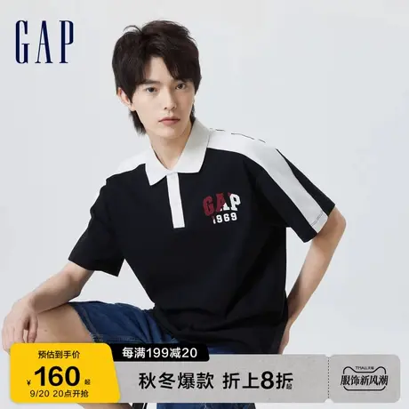 Gap男装夏季2023新款LOGO纯棉宽松短袖POLO衫841872运动休闲上衣商品大图