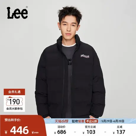 Lee舒适版刺绣Logo黑色男夹棉面包服外套休闲潮LMT0090807KH商品大图