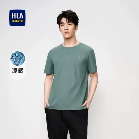 HLA/海澜之家易打理短袖T恤男舒适凉感高周波印花春夏圆领短t男款商品大图