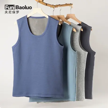 加绒打底棉马甲中年男士背心超柔加厚坎肩老年人内穿无袖汗衫冬季商品大图