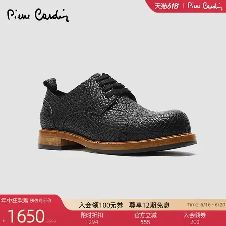Pierre Cardin/皮尔卡丹男鞋秋潮流小众大头皮鞋真皮翘头德比鞋商品大图