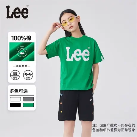 lee绿色2025年新款夏季棉T恤小女孩印花体恤上衣时尚短袖大童衣服商品大图