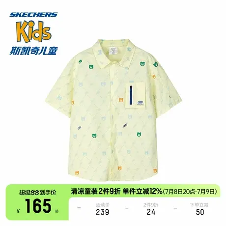 Skechers斯凯奇童装男童梭织衬衫儿童时尚休闲舒适透气翻领短袖图片
