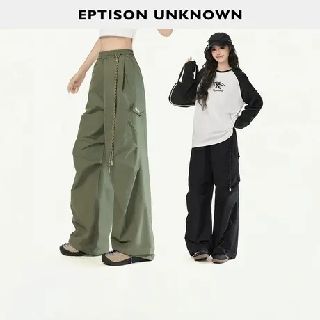 EPTISON休闲裤女2025秋新款美式复古阔腿宽松工装好看直筒长裤子商品大图
