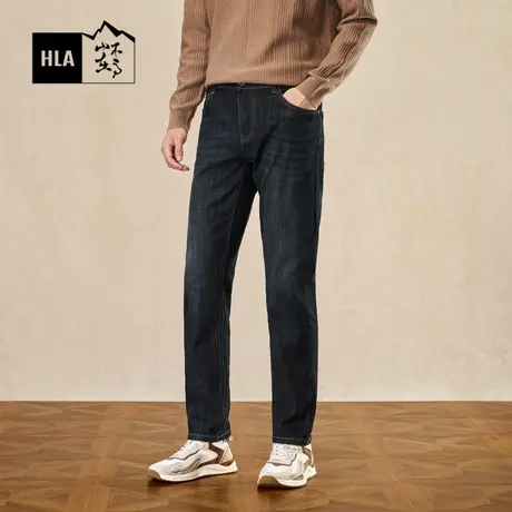 HLA/海澜之家山不在高系列牛仔裤2024秋新款中腰时尚水洗裤子男图片