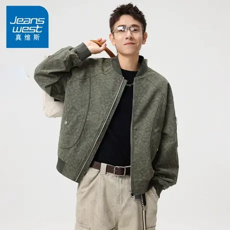 N5真维斯外套男2025秋季新款美式潮牌棒球领宽松休闲男士春秋夹克商品大图