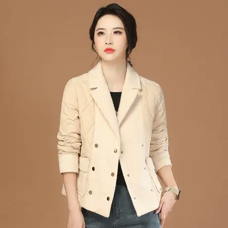 韩潮袭人气质西装领加厚棉衣女2023冬季宽松时尚百搭保暖棉服外套商品大图