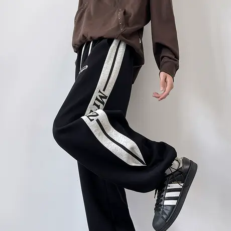 2025新款卫裤男春秋潮牌美式休闲男生裤子垂感宽松阔腿直筒运动裤商品大图
