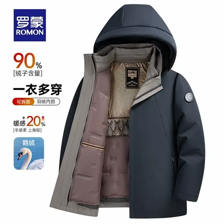 【一衣五穿+鹅绒】罗蒙男士商务百搭短款羽绒服2025冬季新款外套商品大图