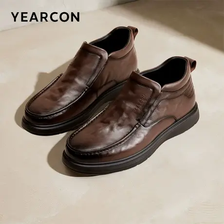 意尔康男鞋2025冬季二棉鞋真皮加绒保暖高帮爸爸皮鞋中老年老人商品大图