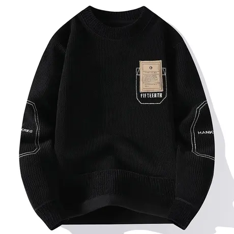 冬季男士加绒加厚重磅卫衣男装2023年新款秋冬款圆领保暖内搭上衣图片