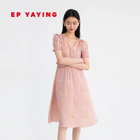 EP YAYING雅莹女装 桑蚕丝V领浪漫碎花连衣裙 夏装商场同款4648C图片