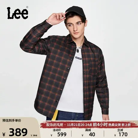 Lee舒适版型美拉德风格复古格纹翻领男棉服休闲潮流LMT007068204图片