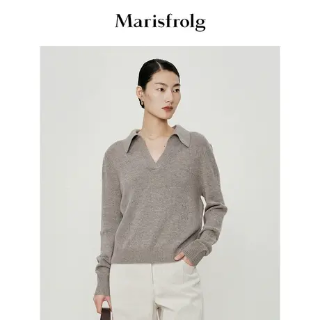 【POLO领针织毛衣】玛丝菲尔冬季灰色复古螺纹毛衣商品大图