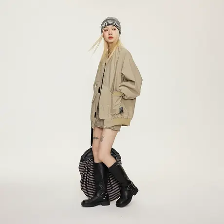 美式风街头棒球服女春秋2023新款复古工装外套宽松oversize夹克潮图片