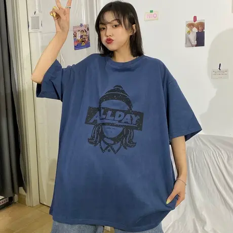 开学季女装学生ins短袖t恤宽松2020韩版原宿bf风百搭蹦迪上衣服潮商品大图