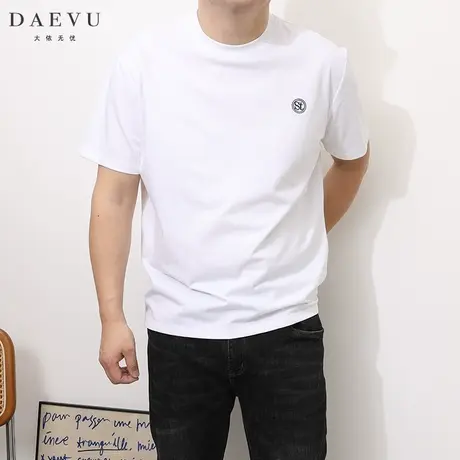 DAEVU夏季新款ST简约潮胖子大号加肥加大码圆领男士短袖t恤商品大图
